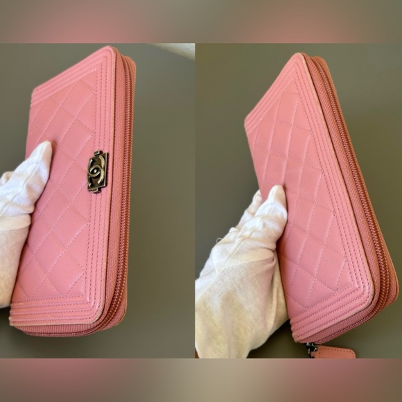 Chanel Quilted Lambskin Pink Boy Zippy Wallet - Picture 6 of 16